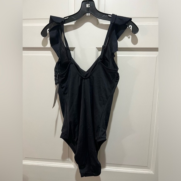 NWT|Women’s|Time and Tru|Black|Ruffle Strap|Medium|One Piece|Swimsuit - Picture 3 of 7